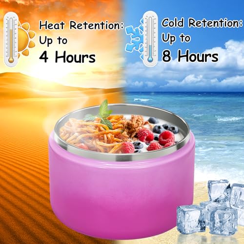 Image of Pawtong 12oz Insulated Vacuum Food Jar with Buckle Lid Wide Mouth Soup Thermo for Hot Food Kids Leakproof Stainless Steel Lunch Container (Gradient Purple, 12OZ)
