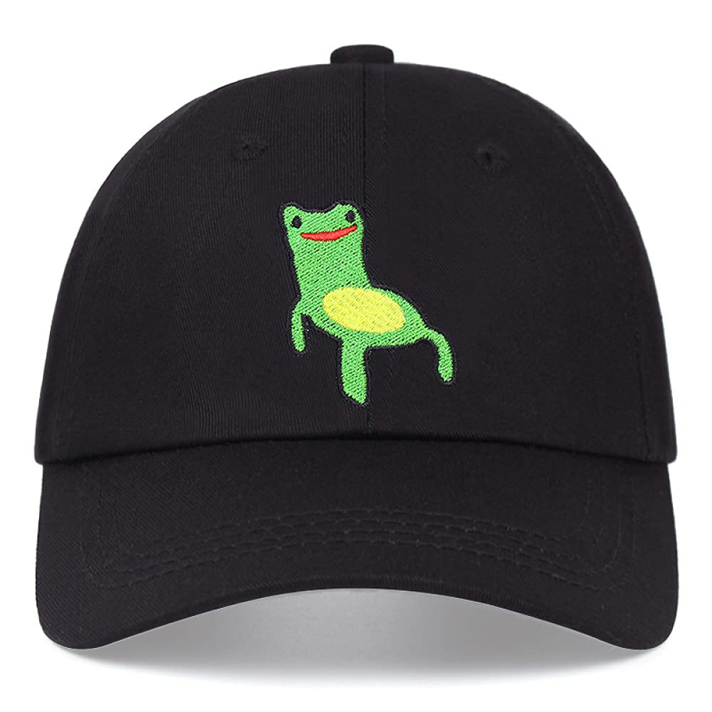 HAIBIUnisex Baseball Cap,Frog Embroidery Baseball Cap Women Men Frog Dad Hat Cotton Snapback Outdoor Sun Cap
