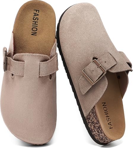 Women's Suede Clogs Mens Leather Mules Comfort Cork