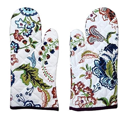 Arohi Cotton Oven Gloves Heat Proof Microwave Oven Gloves for Kitchen Cooking & Baking - Heat Resistant, Thick & Safe, Protection of Hands from Hot Utensils (2, Multi)