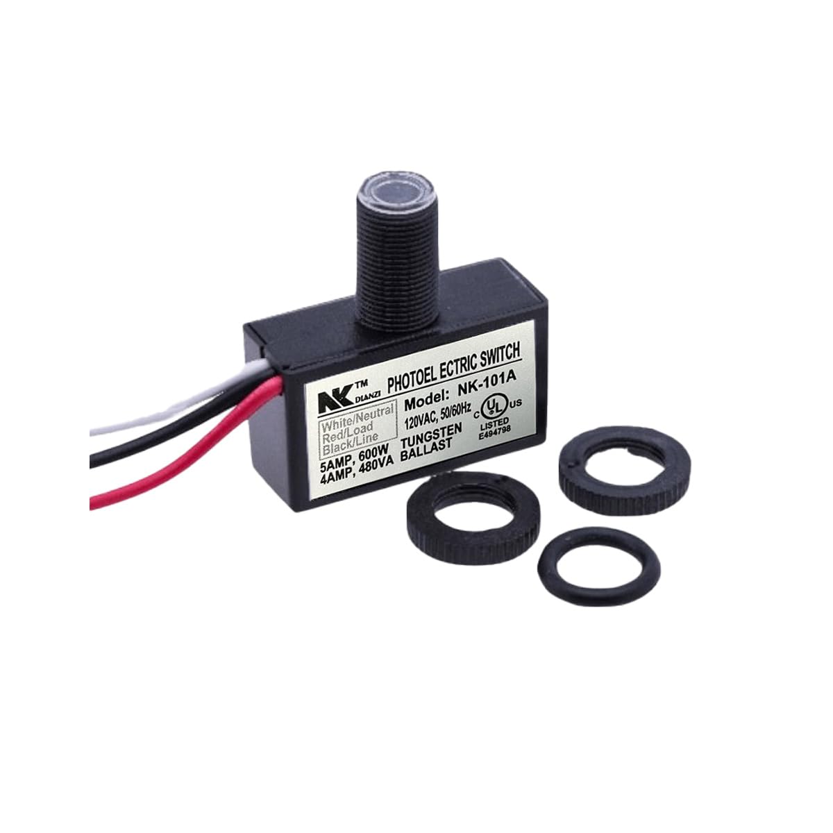 Meskliu Photocell Light Sensor,105V-130V AC 5A Photo Sensor,Dusk to Dawn Outdoor Photoelectric Light Control Switch,Hard-Wired Post Eye Light Control