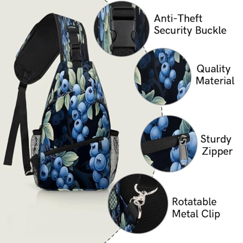 Bolso cruzado unisex estilo sling azul arándano miniatura 3