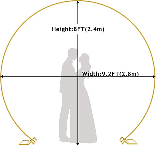 Miniatura 2 de Soporte de telón de fondo redondo dorado de 9.2 pies, marco de arco de globos, arco de boda para ceremonia, fiesta de cumpleaños, aniversario,