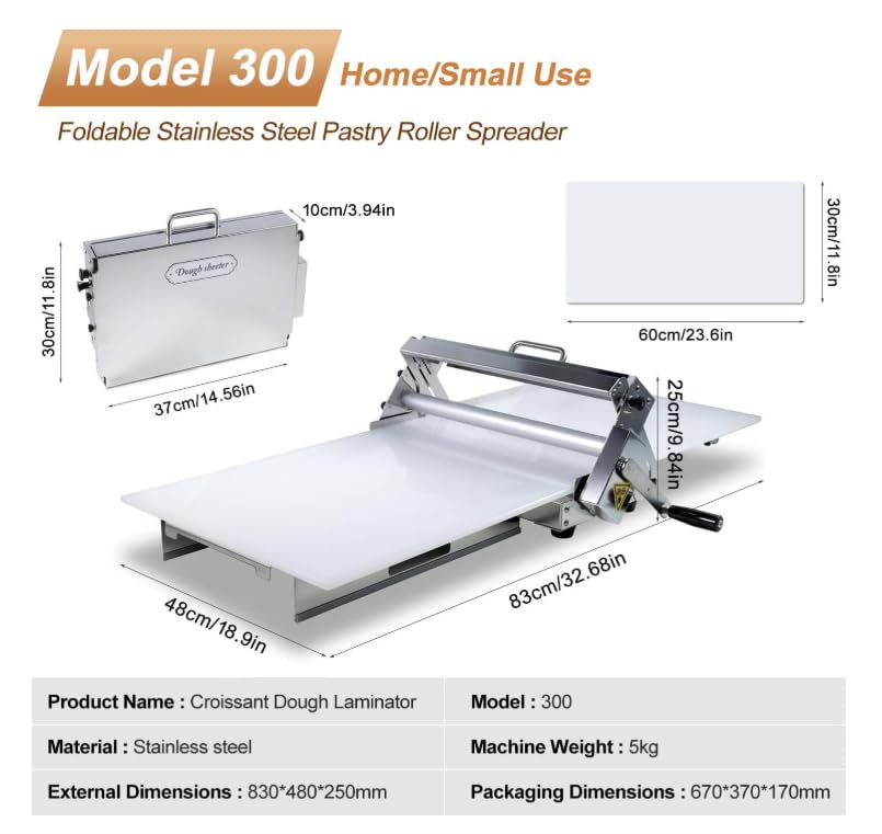 Laminadora de masa comercial para croissants y pizza con rodillo ajustable 4