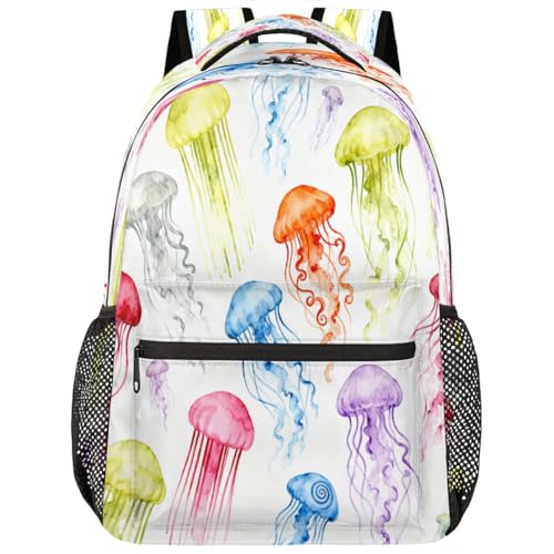 Mochila ligera con estampado de medusas para portátil de 15.6 pulgadas de hombres y mujeres