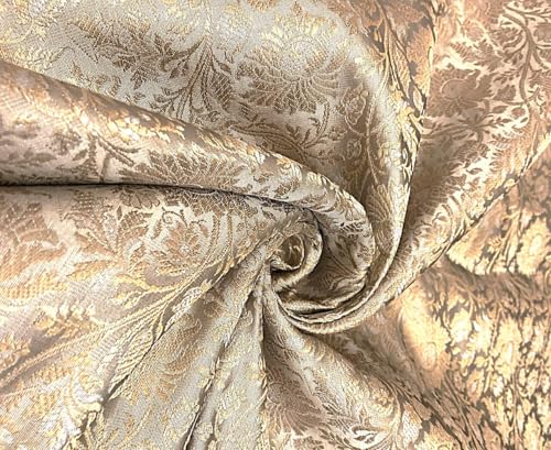 Tissu brocart de soie jacquard floral pour couture et création