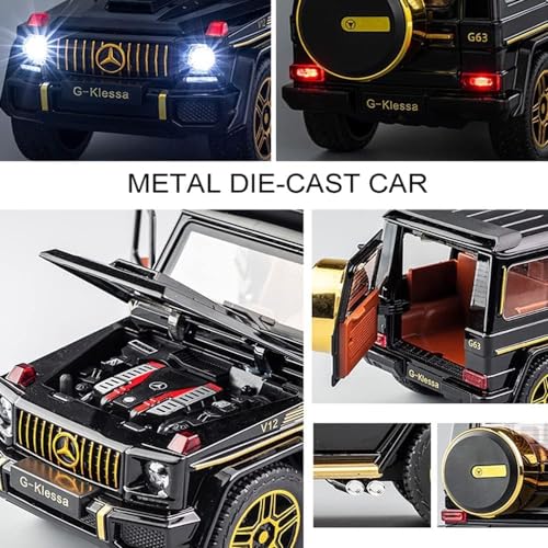 Image of Exclusive Alloy Metal Pull Back Die-Cast Car 1:24 Mrcedes Amg G63 G-Klessa Diecast Metal Pullback Toy Car With Openable Doors&Light,Music Boys Gifts Toys For Kids(G-Klessa-Black)