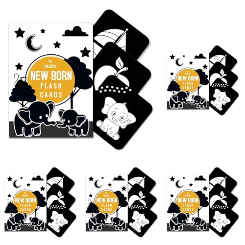 Image of high Contrast Flash Cards for New Born Children -Educational Black & White 24 Objects | Visual Stimulation and Sensory Development for Infants | Montessori Sensory Card (Flash Card) (Pack of 5)