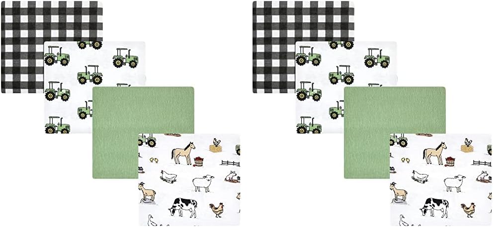 Hudson Baby Unisex Baby Cotton Flannel Receiving Blankets, Boy Farm, One Size (Pack of 2)