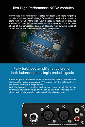 Image of Topping PRE90 Preamplifier Hi-Res Audio NFCA Modules RCA Balanced XLR Output for D90III A90D EXT90 Audio DAC with Remote Control (Silver)