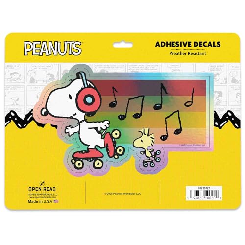 Image of Peanuts Snoopy Skating with Music Adhesive Vinyl Decal