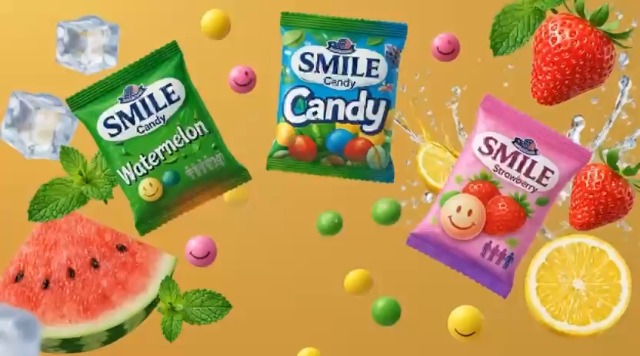 Americano Smile Candy Mixed Fruits Pack of 3, Lemon, Strawberry