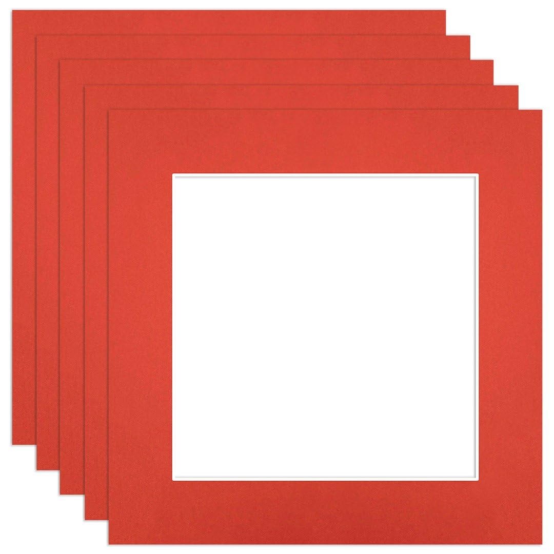 Procut Global 5x5" Poppy Red Picture Mounts to Fit 3.5x3.5" Aperture - Precision Cut Cardboard Photo Mount - Ideal for Frames, Prints, Artwork & Certificates - Sizes & Colours Available - 5 Pack — image 1
