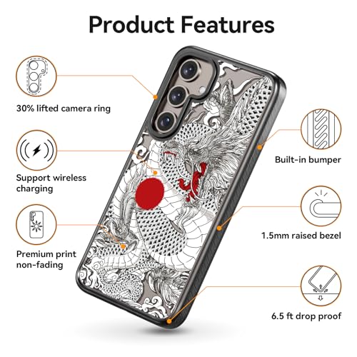 Coque Samsung S24 Plus dragon chinois noir antichoc Rosarnnah