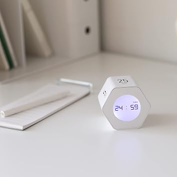 mooas Pomodoro Multi Cube Digital Timer Clock (White)