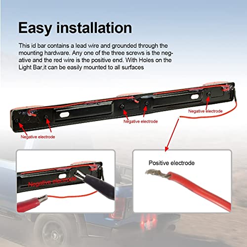 Image of Partsam Amber 12V LED Tow Truck Light Bars, LED Identification Bar Lights Marker Lights, 14.17 inch Amber ID Bar Marker Lights, Truck Trailer Identification Light Bar for Trailers Over 80 inch Wide