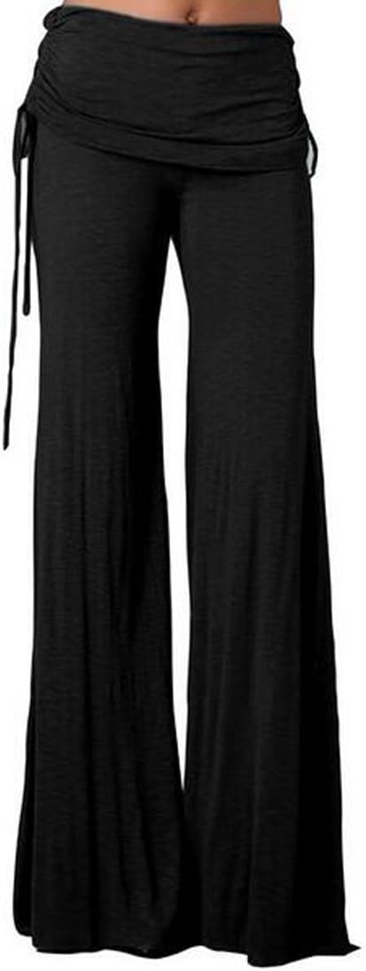 EASTDAMO® Women's Wide Leg Boho Palazzo Gaucho Pants (X-Large, Black)