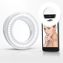 XINBAOHONG Selfie Ring Light Rechargeable Portable Clip-on Selfie Fill Light with 40 LED for Smart Phone Photography, Camera Video, Girl