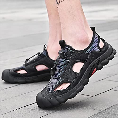 Men's Breathable Sandals Beach Casual Shoes Thick Sole Closed Toe Shoes Hiking Fishing Sandals Men's(D,40 Code)3