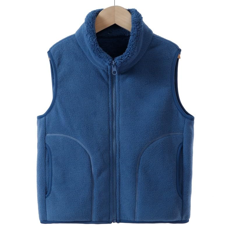 Boys Girls Plain Fleece Vest Teen Zip Up Mock Neck Sleeveless Thermal School Uniform Outwear Fall Winter Warm Jacket2