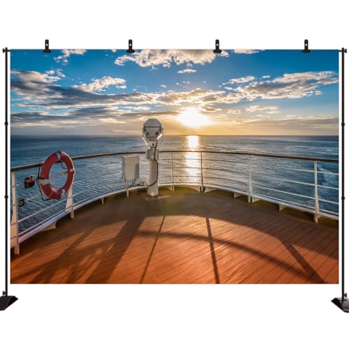 Cruise Ship Backdrop Birthday Party Background Cruise Decorations Summer Tropical Ocean Sunset Scenery Background Marine Sailor Nautical Birthday Photoshoot Banner