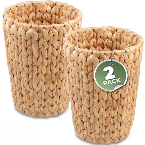 La Mejor Lista de Cesto de Basura para Baño los 5 más buscados. 45 84ECO - Juego de 2 cubos de basura de mimbre, cubo de basura de mimbre para baño, recámara, cesta de basura tejida (natural, 8 litros)