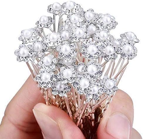 DKBHair Bun Pin Fancy Juda Pins with Crystal Rhinestone for Women and Girls 1 box Set of 48 Pin
