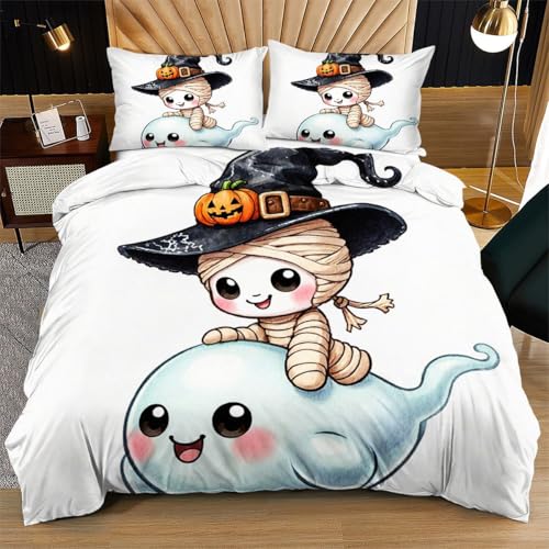 Fotmung Sábana 200x200 cm Duende con Sombrero, Incluye 1 Funda de Edredón + 2 Fundas de Almohada, con Estampado 3D de Doble Cara, edoso al Tacto, Resistente al Descoloramiento y Manchas R246