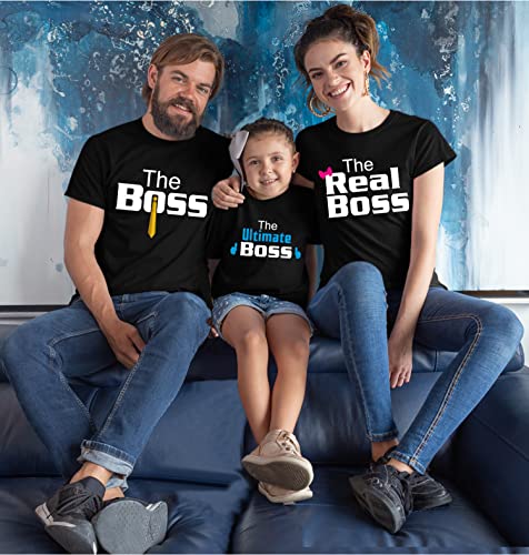 Image of Hangout Hub GiftsCafe.MWG1 Family Tshirt | Best Dad Mom Daughter Ever Printed Tees | Regular Fit Twinning T-Shirts (Cotton | Pack of 3 | Black)