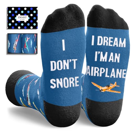 Zmart Airplane Gifts for Men - Funny Airplane Socks, Gifts for Aviation Lovers, Pilot...