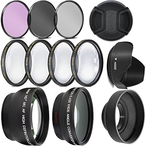 Ultra Deluxe Lens Kit for EOS M6 Mark II, EOS M50, EOS M50 Mark II, EOS M200 with 15-45mm Lens, Fuji X100V - Includes: 7pc 49mm Filter Set + 49mm Wide Angle and Telephoto Lens Cover