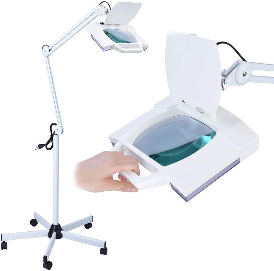 5X Magnifier Diopter Lamp Adjustable Rolling Wheels