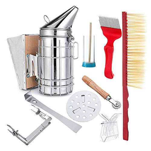 DIYARTS 8 Pcs Beekeeping Tool Kit-Bee Hive Equipment Bee Hive Brush Nest Frame Clip Flat Export Type Mouth Scraper with Needle Queen Bee Marker Bottle Ordinary Incorporation Device Clip King Cage