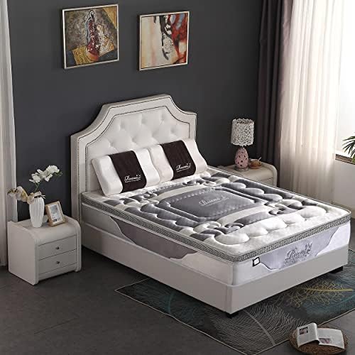 Rucas 12 Inch Memory Foam Mattress with Individually Wrapped Coils Innerspring Bed Mattress in a Box for Sleep Supportive & Pressure Relief 15 Year Warranty (Grey, Queen)