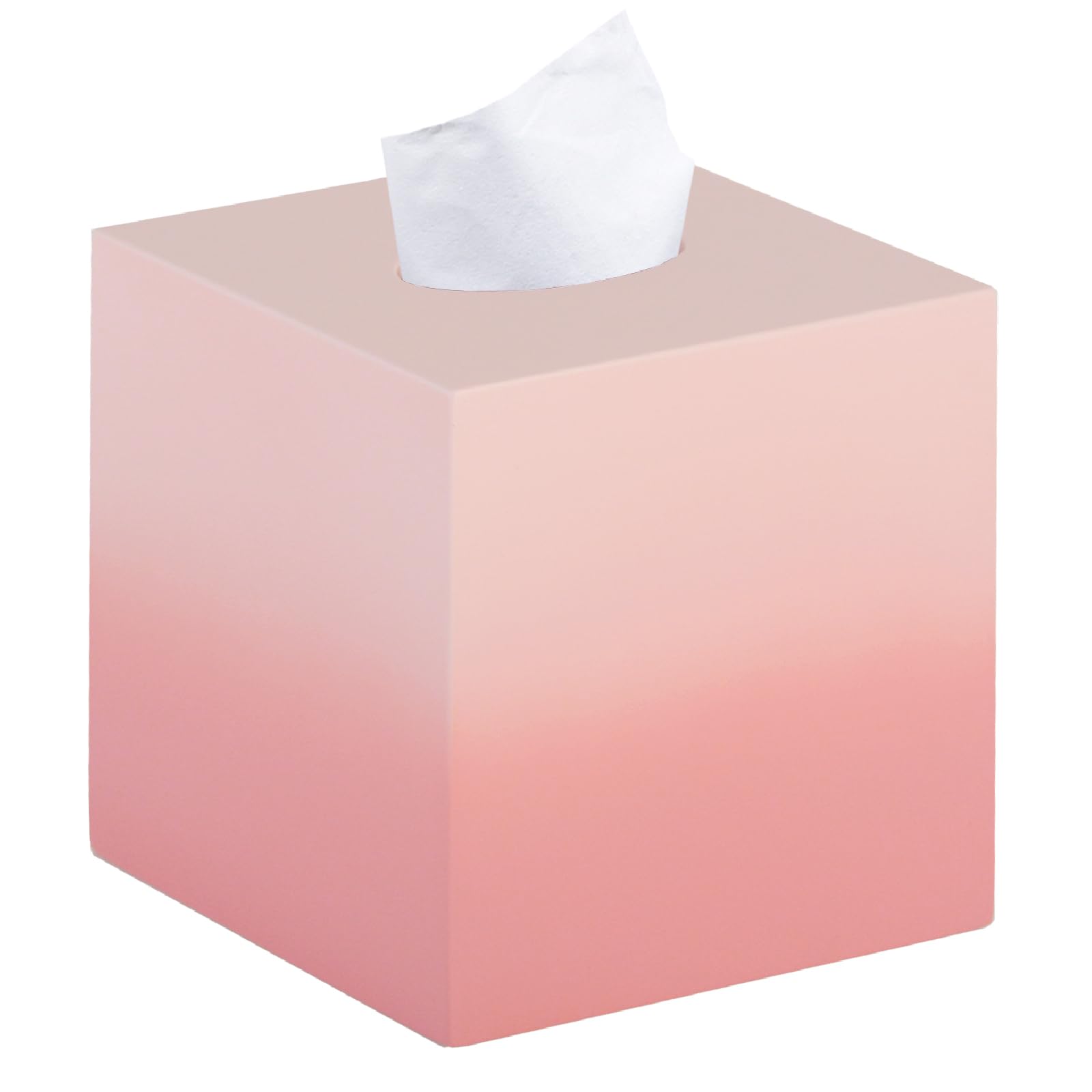 JUNGFORD Hand-Painted Gradient Resin Tissue Box Cover - Square Decorative Holder for Living Room, Office & Bathroom, Heavy-Duty Design with Vibrant Gradient Colors (Sierra Pink)