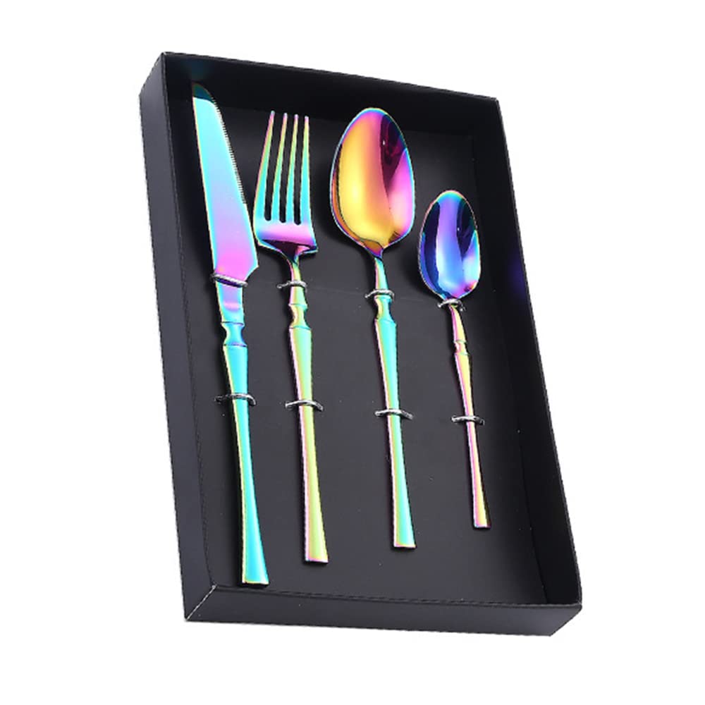 Edelstahlbesteck Besteckset, 16-teiliges Besteckset in Gold und Silber for 4 Personen, Tafelservice, Besteckutensilien for die Küche zu Hause mit schmalem Griff, ideal for Hochzeiten