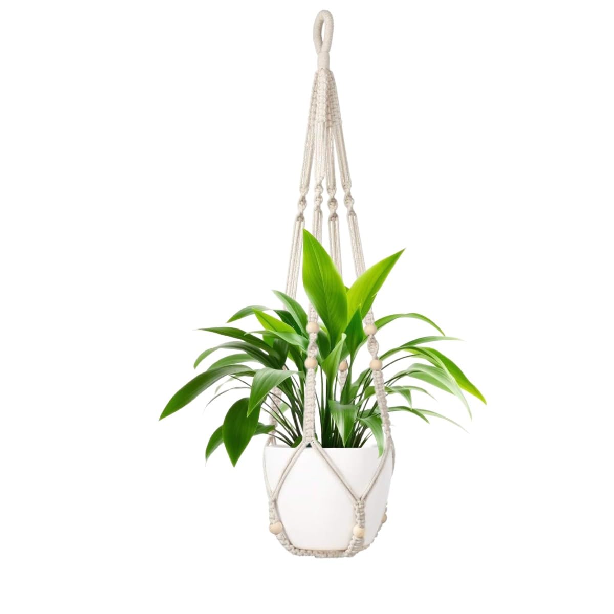 MDKFKDK 1 Pack Macrame Plant Hanger,Hanging Plant Holder, Boho Home Decor Hanging Basket with Wood Beads,Hanging Planters for Indoor Plants,Plant