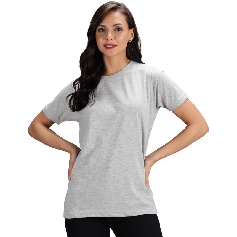 Image of Sleepynuts Women Boyfriend Plain Round Neck Half Sleeve T-Shirt