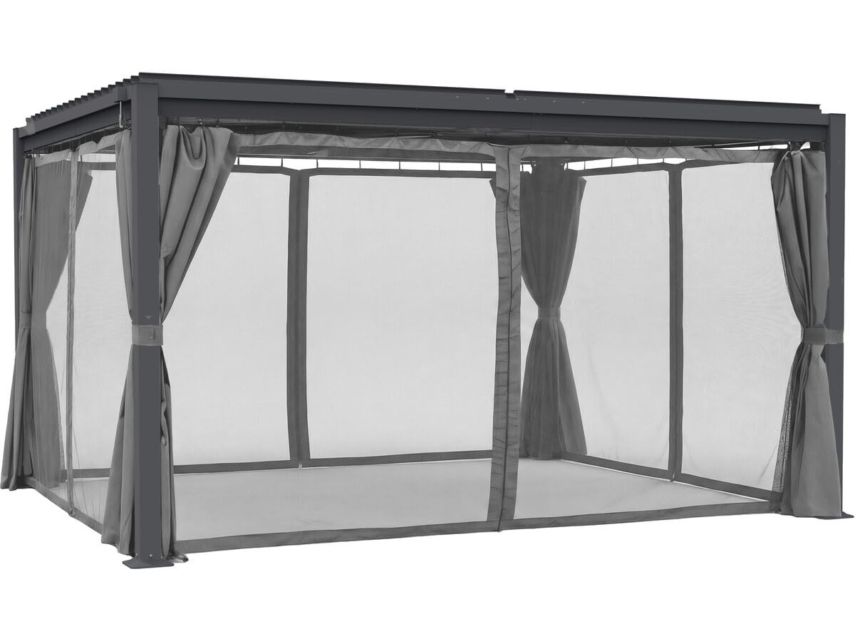 Rideau + moustiquaire pour pergola bioclimatique Howard - 3 x 4 m - Gris