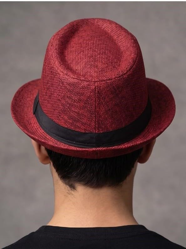 Image of BookMyCostume Red Western Cowboy & Ballroom Style Hat | Fancy Dress Accessory for Dance, Stage Shows & Theme Parties For Adults