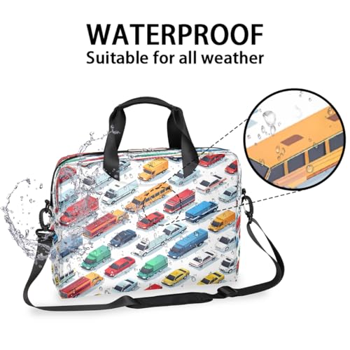 Maletín para laptop con estampado colorido de autos y camiones miniatura 2