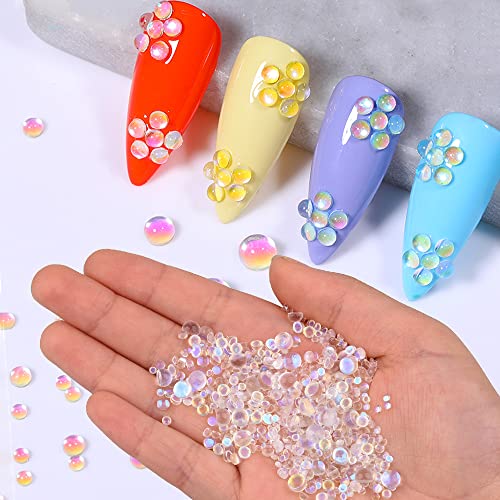 Tisslan Mix Color Size 2400Pcs Mermaid Rhinestones Flat Back Glass Iridescent 3D Nail Stone Gems With 2000Pcs Gold Silver Caviar Beads Balls Set Accessories For Nails Decoration #TOP3