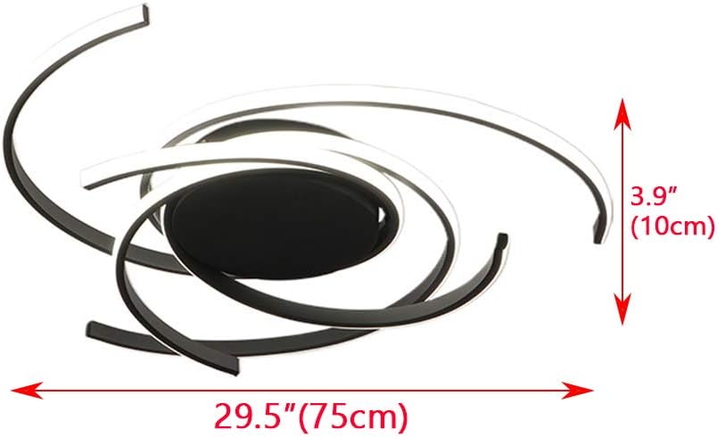 Gеt Sресіаl Prісе Phlilqe LED Ceiling Light Dimmable Chandelier Living Room Kitchen with Remote Control Hanging Lamp, Modern Dining Room Flush Mount Acrylic Chic Ceiling Chandeliers Lighting for Bedroom (Black, 29.5“)