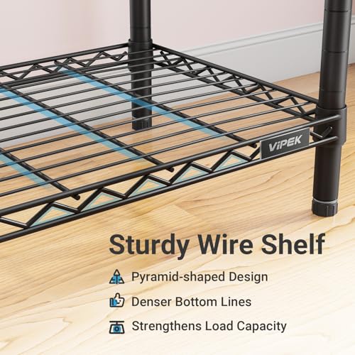 VIPEK V7 Garment Rack for Hanging Clothes Heavy Duty Clothes Rack with Shelves, Portable Closet Racks Metal Clothing Racks 5 Tiers Freestanding Closet Wardrobe System, Max Load 670lbs, Black
