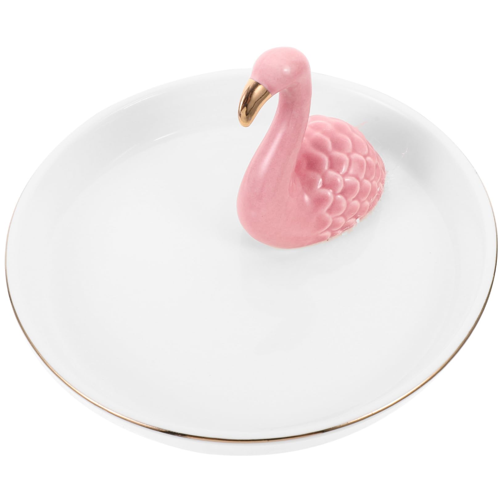 Amosfun 3 Pezzi Vassoio espositore per gioielli in ceramica nordica con fenicotteri Illuminazione supporto per collana stand home decor decorazione casa vassoio per organizzare gioielli