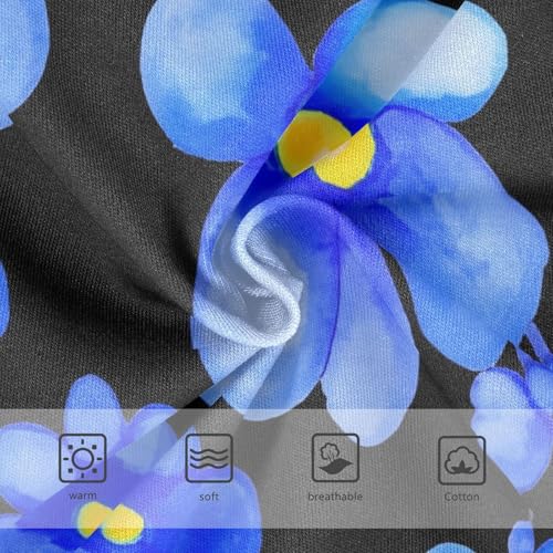 Cotton Toddler Girls Underwear Painted Blue Flowers Black Panties Little Girl Cartoon Underpants Briefs 2t3