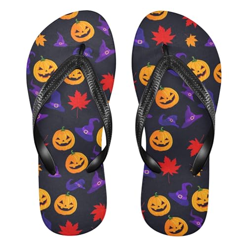 Burbuja Pumpkins Leaves Flip Flops for Women Men, Soft Thong Sandals Rubber Slippers for Pool Beach Essentials