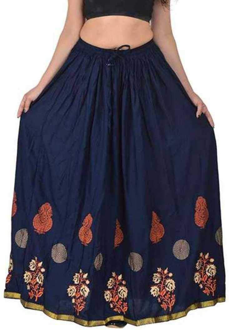 KURTISKIRTS Women and Girls Gold Printed Rayon Skirt-White-picture-48