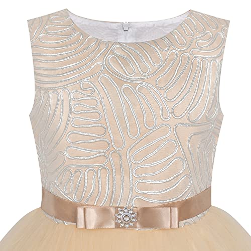 Sunny Fashion Flower Girls Dress Blue Belted Wedding Party Bridesmaid Size 4-123