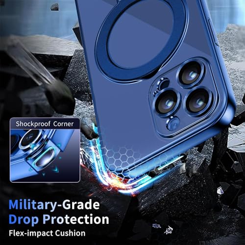 Image of Magnetic for iPhone 15 Pro Case with Invisible Stand[Compatible with MagSafe][Full Camera Lens Protector][Military Drop Protection] Shockproof Not Yellowing Clear Soft Slim for Women Men